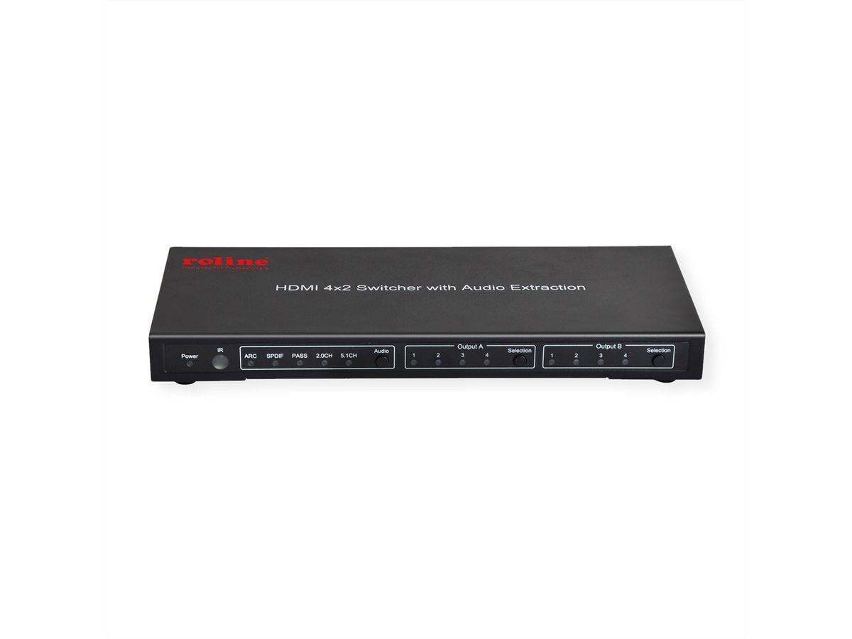Roline 4k Hdmi Matrix Switch, 4 X 2, Mit Fernbedienung