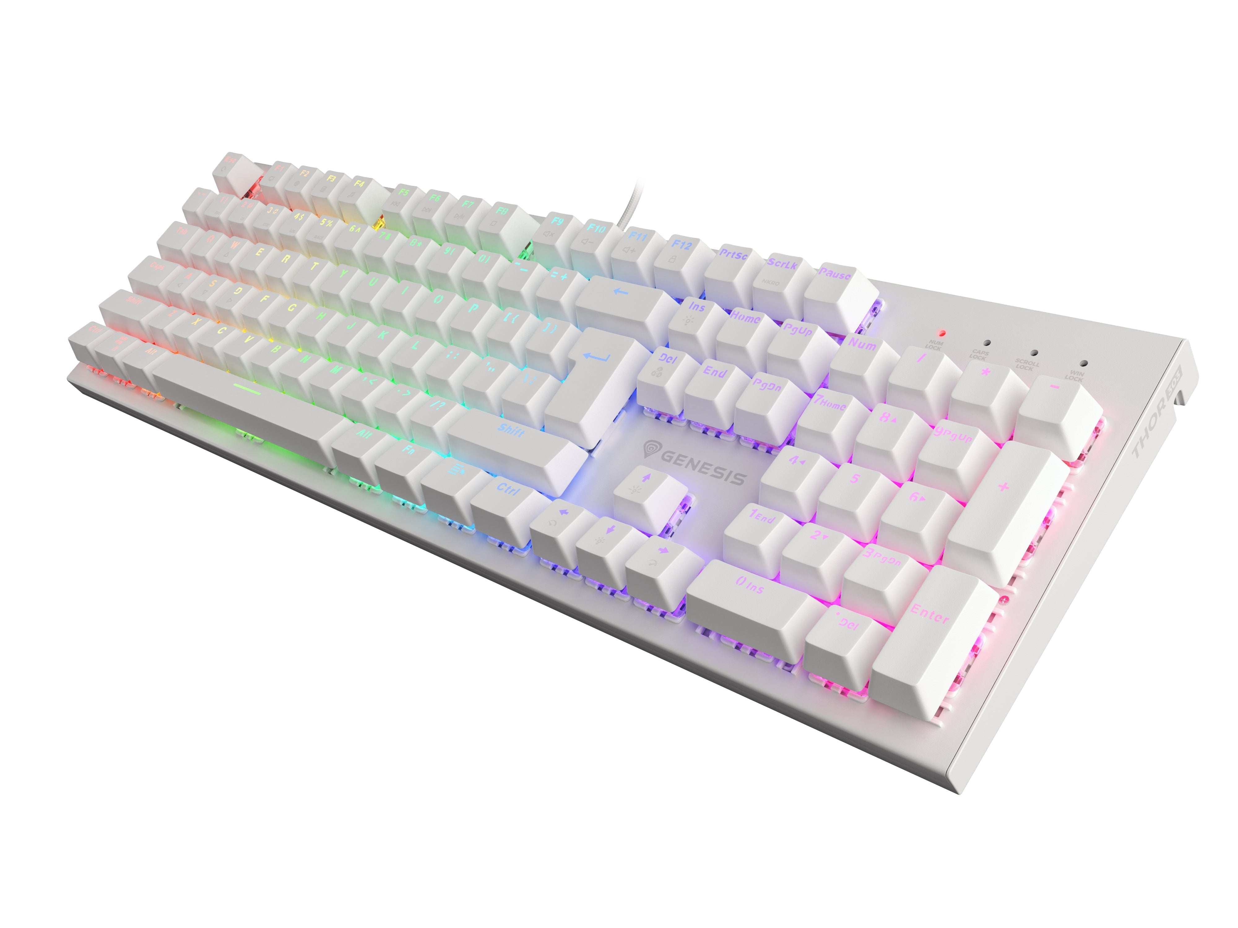 Teclado (Ingles) Mecánico Gaming Genesis Thor 303 Blanco Ee. Uu. Rgb