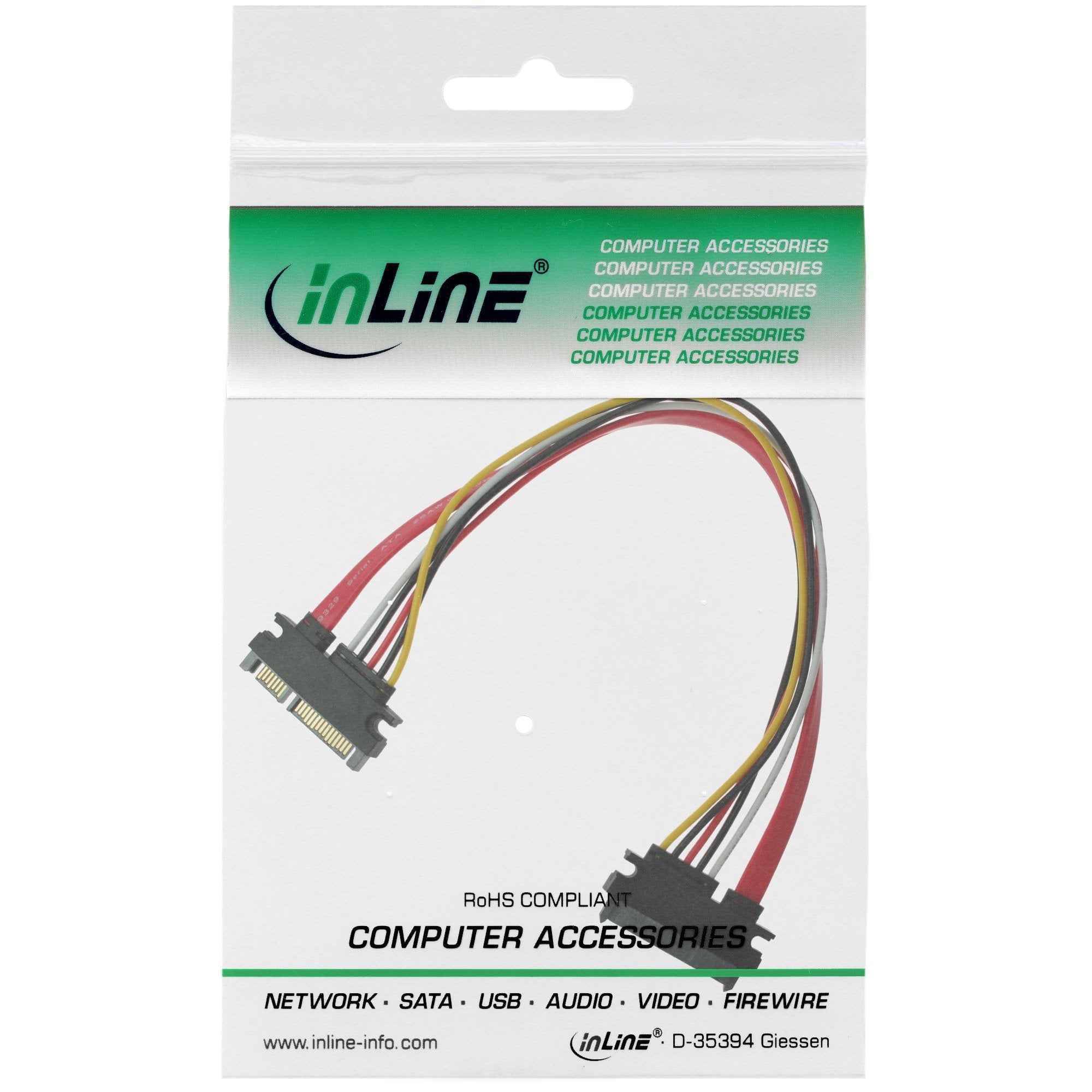 Inline Sata Data + Power Cable Sata 6gb/S Macho A Hembra 0.5m