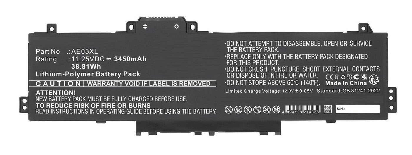 Battery Li-Polymer Black 38.81wh For Hp