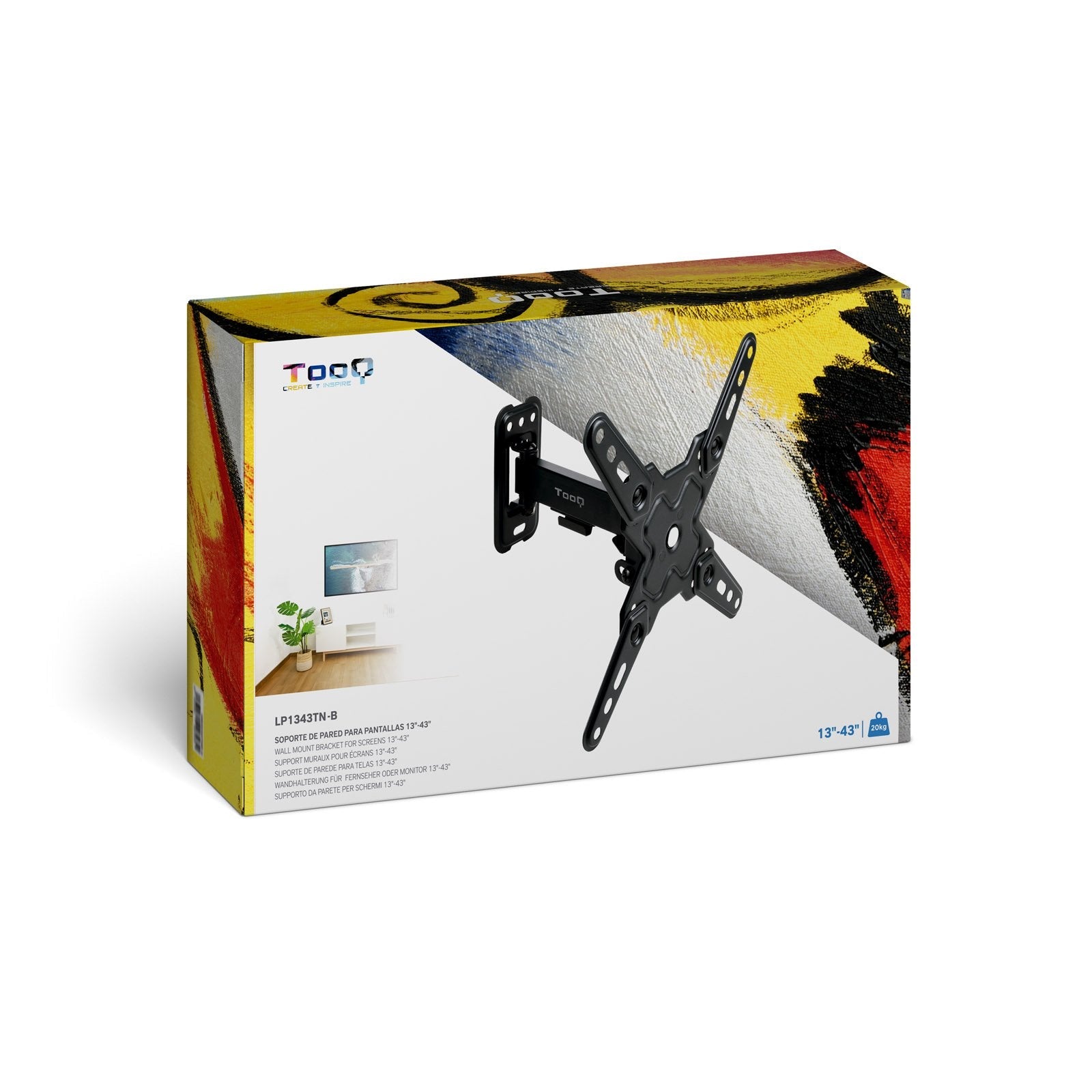 Soporte Pared Pantallas 13-43" Gira/Incli Negro