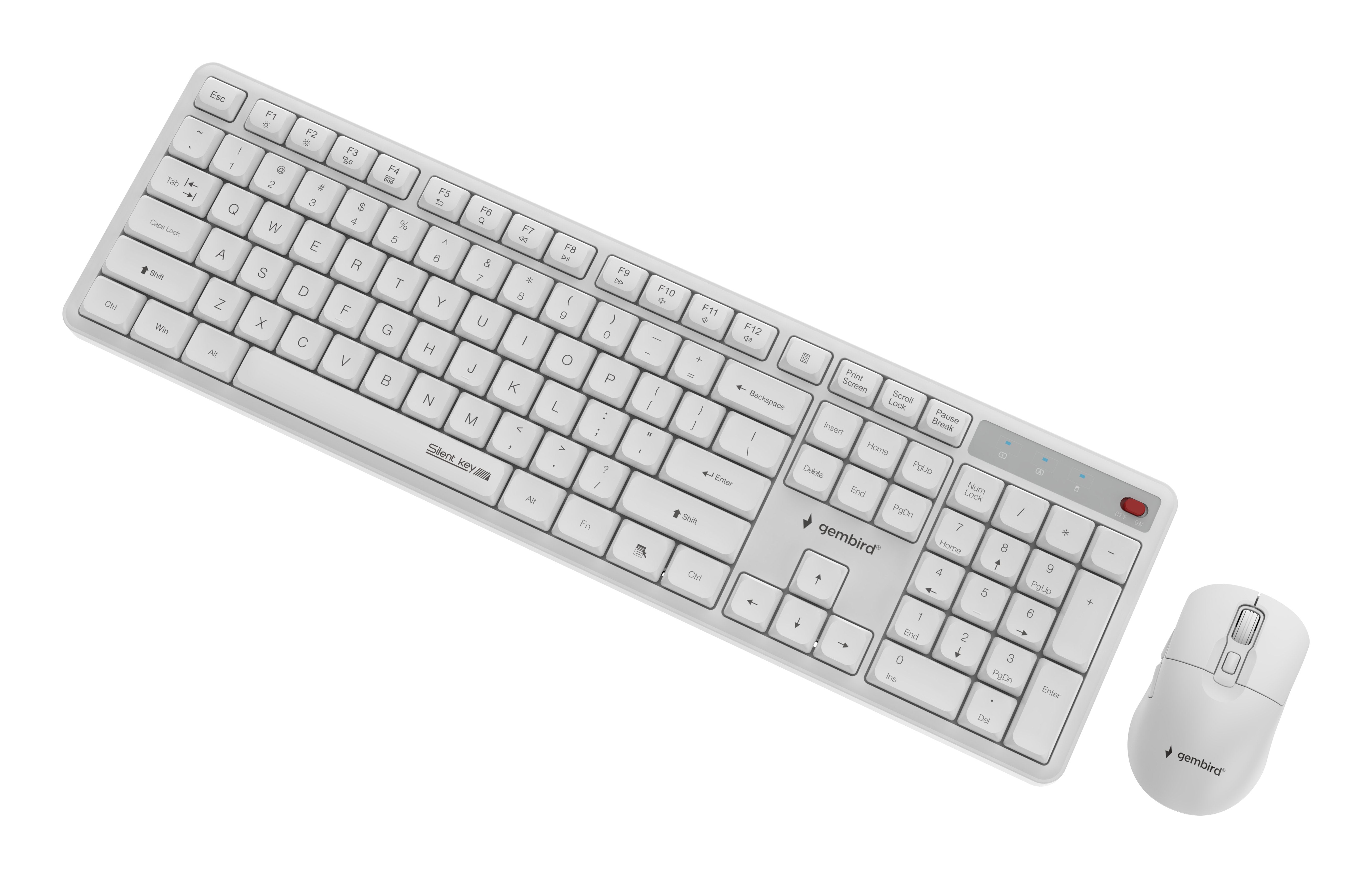 Keyboard +Mouse Wrl Eng/White Kbs-Wms-01-W Gembird