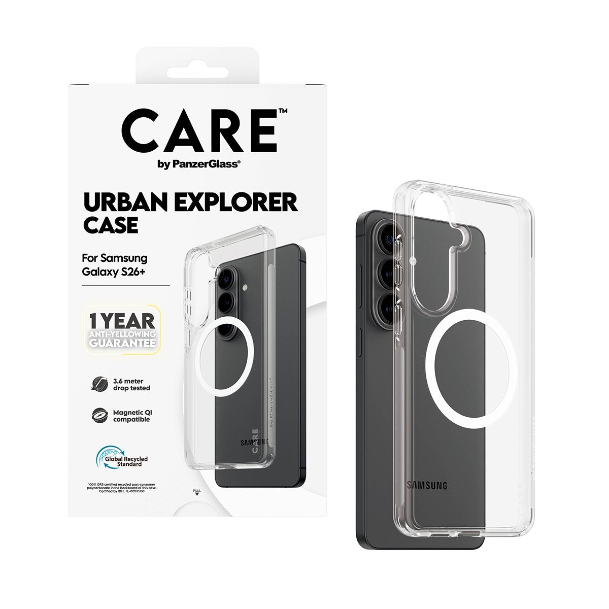 Panzerglass Care Urban Explorer Case Transparentee W. Blanco Qi Samsung Galaxy S26+