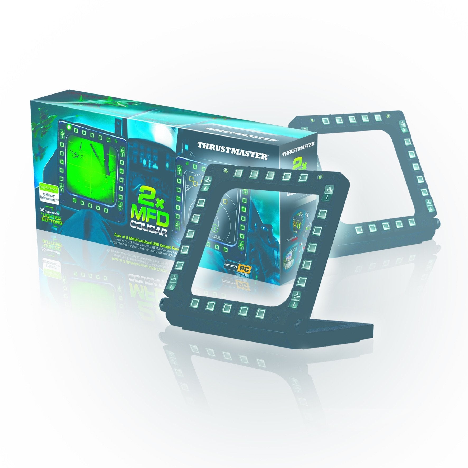 Thrustmaster Mfd Cougar Pack Thrustmaster Mfd Cougar Pack, Palanca De Mando, Pc, Alámbrico, Negro