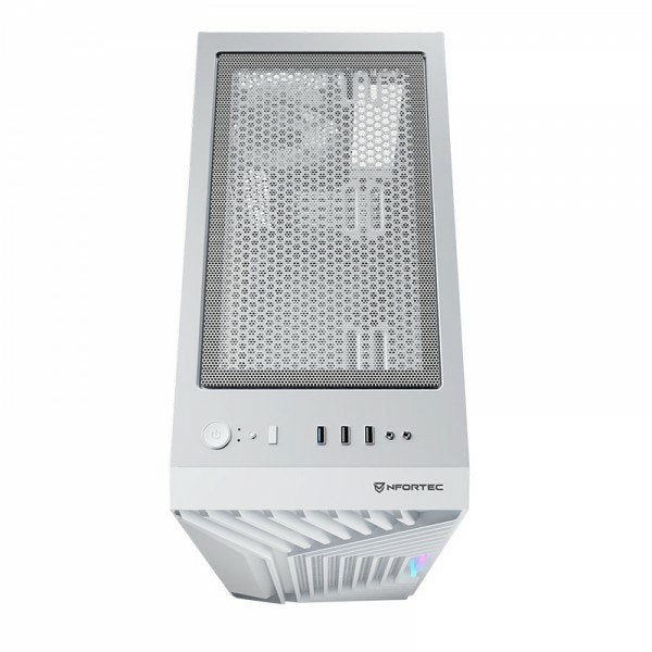 Nfortec Caja Gaming Cristal Templado Nervia White. Usb 3.0 A-Rgb. Blanco