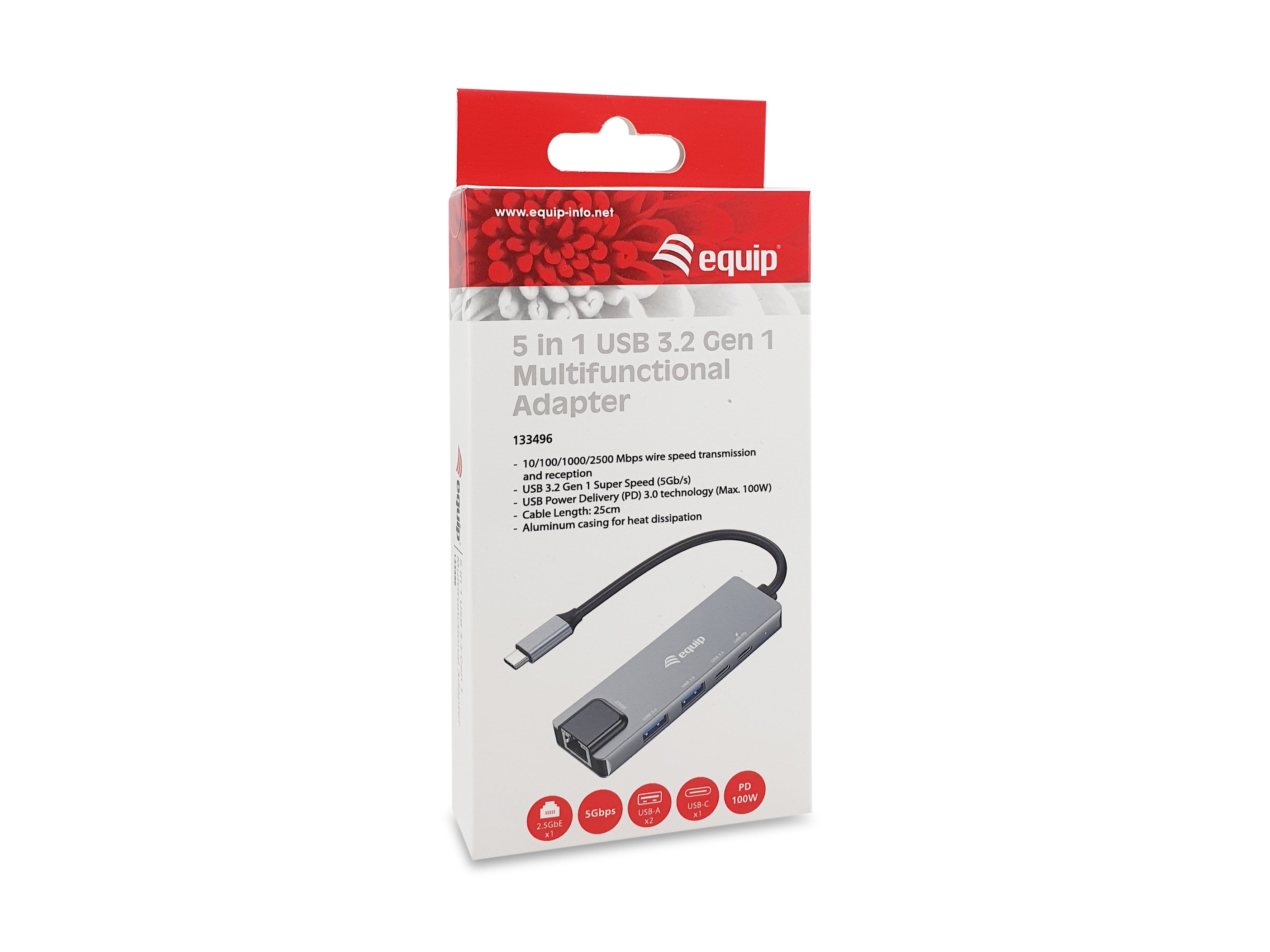 Equip Adaptador Usb-C -> Rj45 10 100 1000 2500 Mbps + Usb 3.2