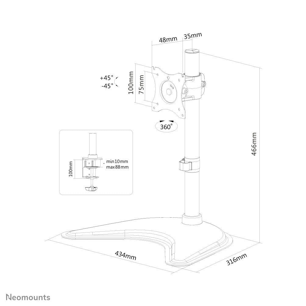 EAN 8717371445379 - Neomounts NM-D335BLACK soporte para monitor 76,2 cm (30") Escritorio Negro imagen 3