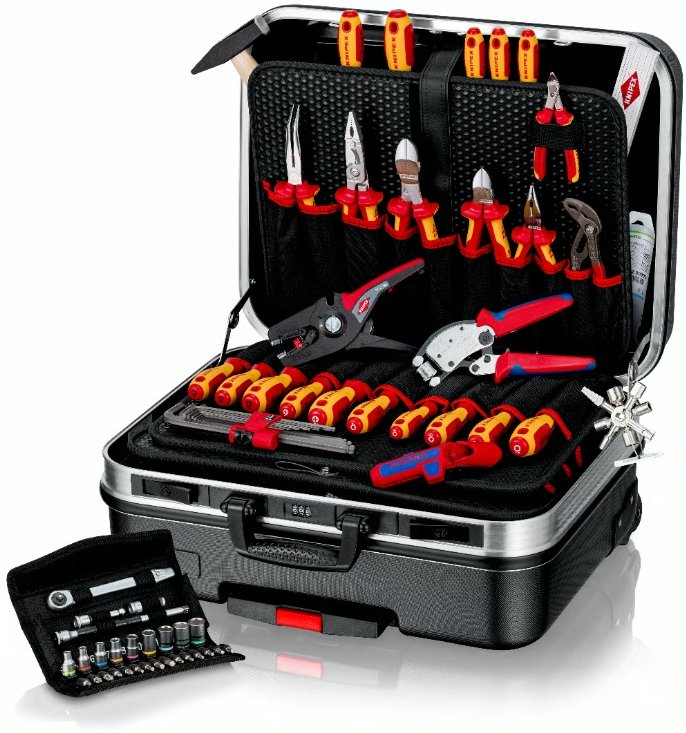 Kit De Herramientas De Knipex "Big Basic Move" Elektroplus, 68 Partes, Conjunto De Herramientas En Negro, Con Rango De Herramientas Para Electricistas 00 21 06