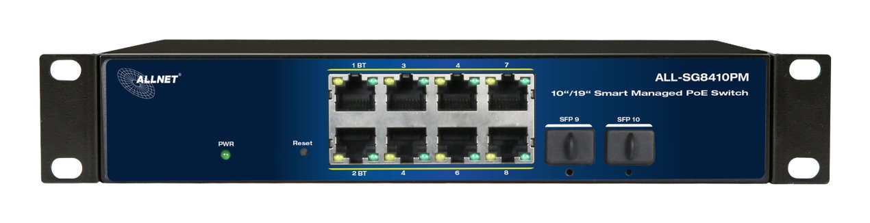 Allnet Switch Smart Managed Layer2 10 Port &Hll 8x 1 Gbe &Hll Poe Hdget 240 Watt &Hll 8x Poe At / 2x Poe Bt &Hll 2x Sfp &Hll Ventiladorlos , 10\"&19\" &Hll All-Sg8410pm\"