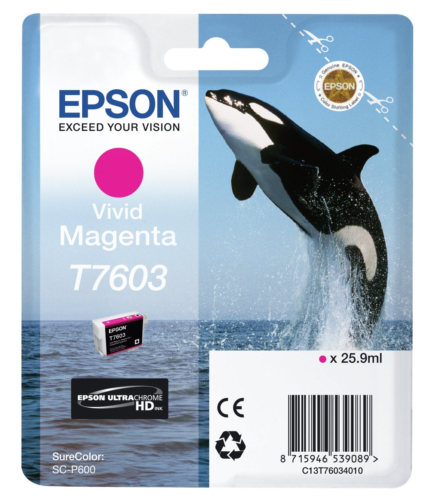 Tinta Original Epson T7603 26 Ml Magenta Vivido Original Blister Para Surecolor P600, Sc-P600