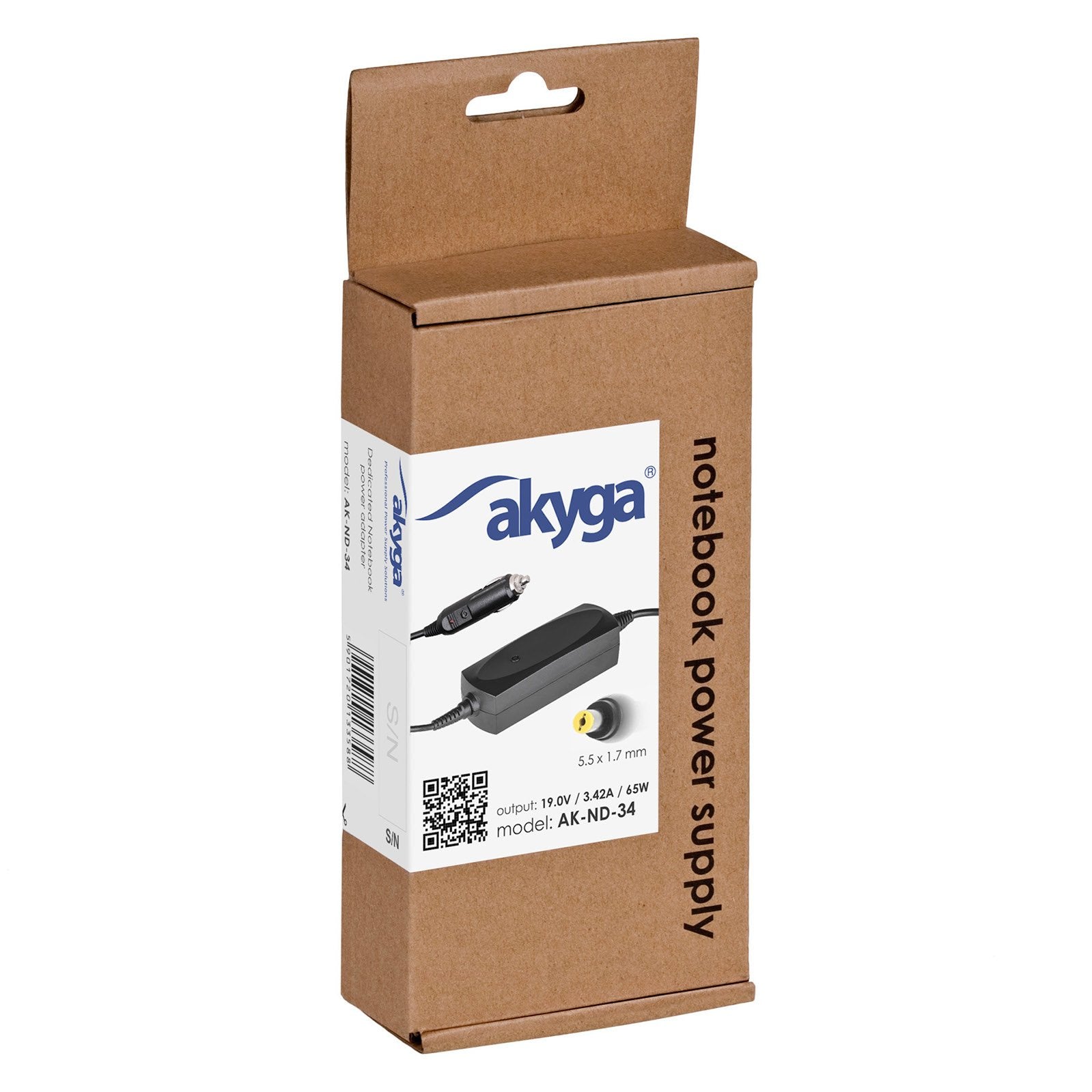 EAN 5901720133588 - Akyga Car notebook power supply Dedicated AK-ND-34 19V/3.42A 65W 5.5x1.7 mm ACER adaptador e inversor de imagen 4