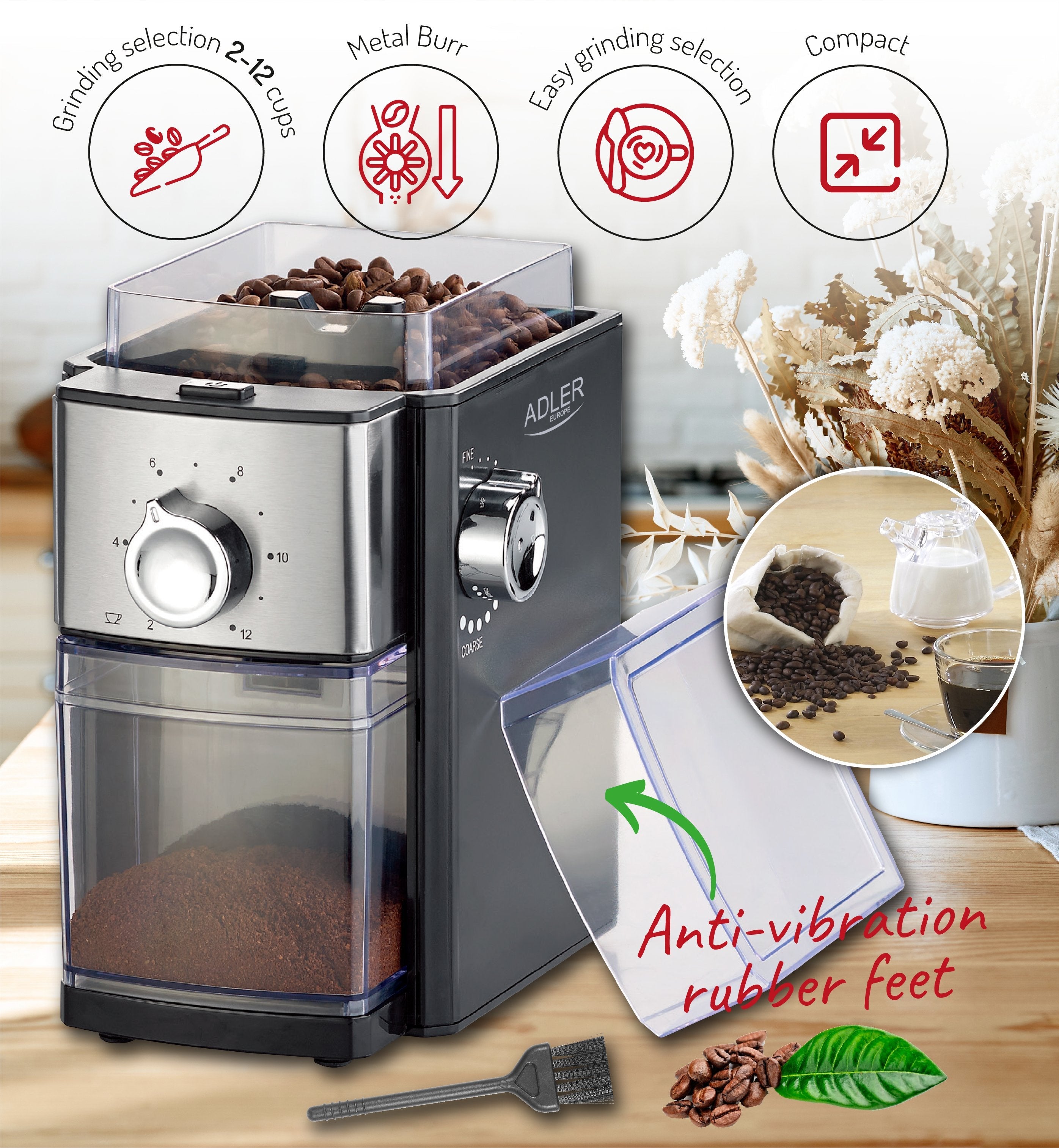 Adler Ad 4448 Molinillo De Café, Negro