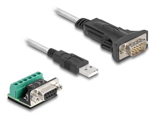 Delock Adapter Usb 2.0 Typ-A Zu 1 X Seriell Rs-422 485 Stecker Mit 6 Pin Terminalblock 5 V 0,5 M