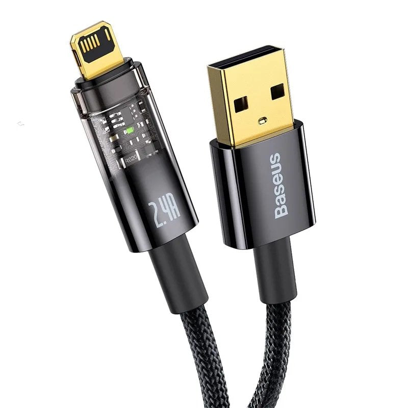 Explorer Series Auto Power-Off Fast Charging Data Cable Usb To Ip 2.4a 2m Black