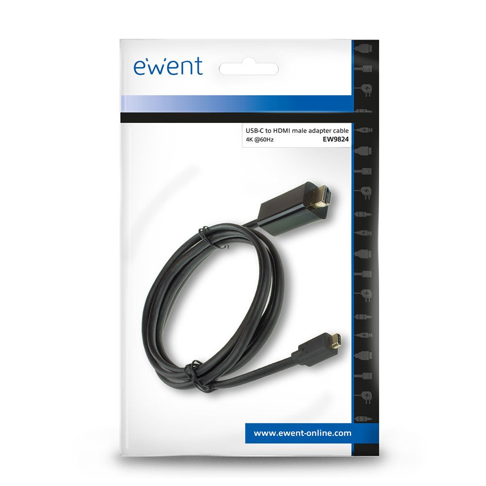 Ewent Ew9824 Adaptador De Cable De Vídeo 2 M Usb Tipo C Hdmi Tipo A (Estándar) Negro Ewent Cable De Conversion Usb-C A Hdmi Macho 4k/60hz De 2m