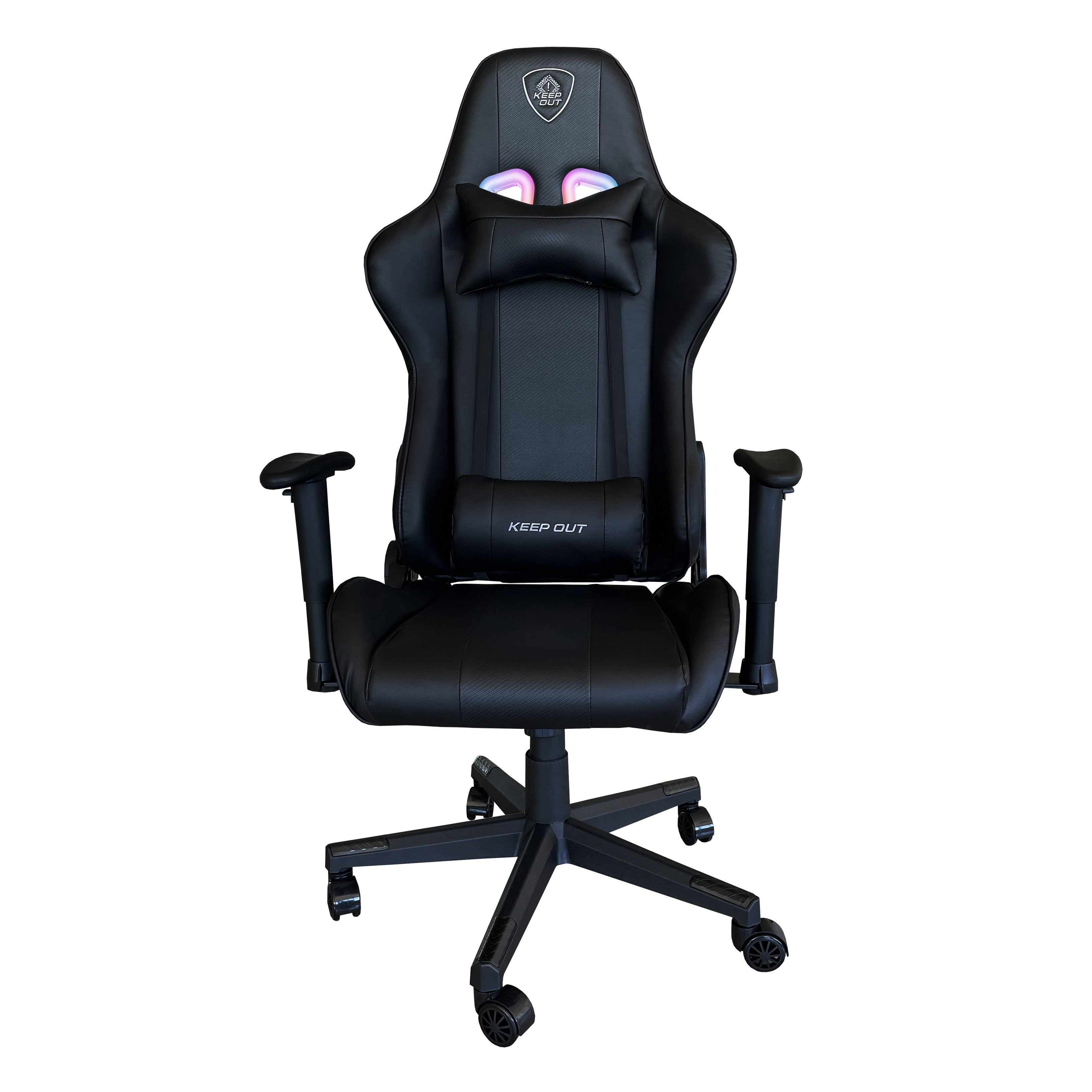 Silla Gaming Keepout Xspro-Racing Rgb Black Reposabrazos 2d/ Iluminacion Rgb Con Mando A Distancia/ Ruedas De Nylon/ Cojin Lumbar Y Cervical