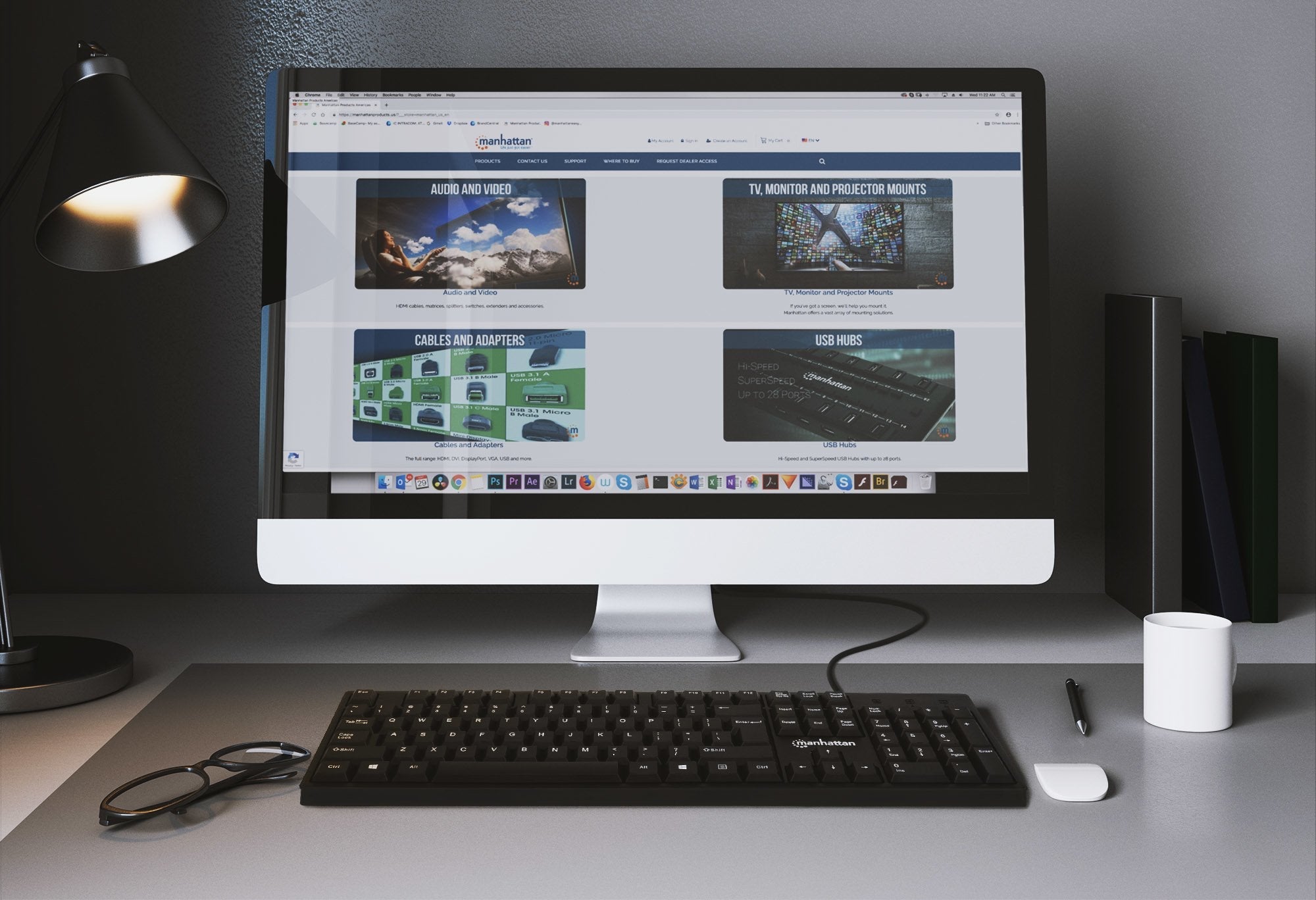 Teclado Inglés Manhattan 179324 Usb Qwerty Negro