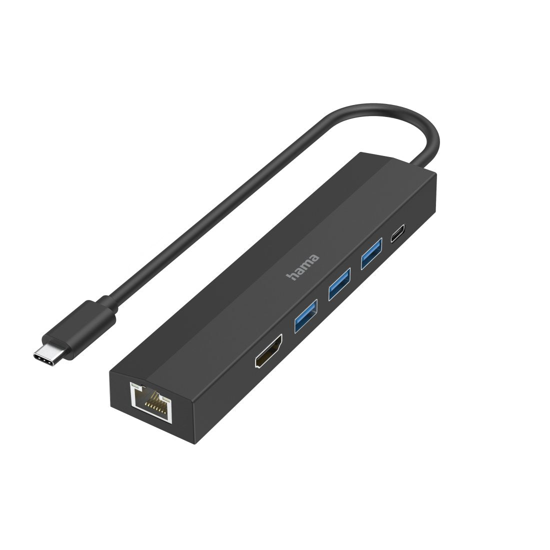 Hama Entry Hub Usb 3.2 - Potencia Maxima 100w - Cable Usb-C Integrado De 15cm - Lan Ethernet 1gbps - Hdmi 4k - 3x Usb-A