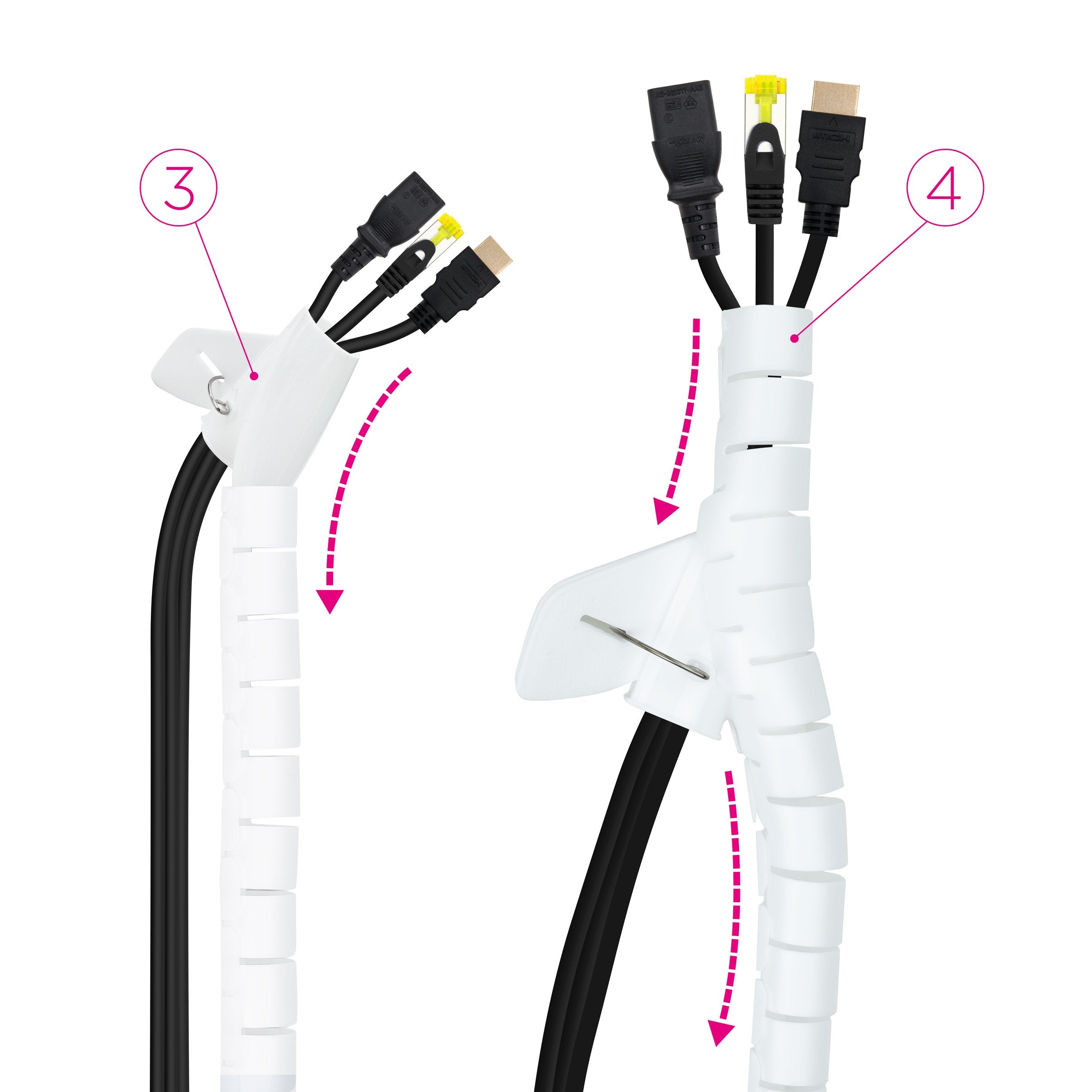 Nanocable Organizador De Cables Flexible 25mm - Longitud 3m - Blanco