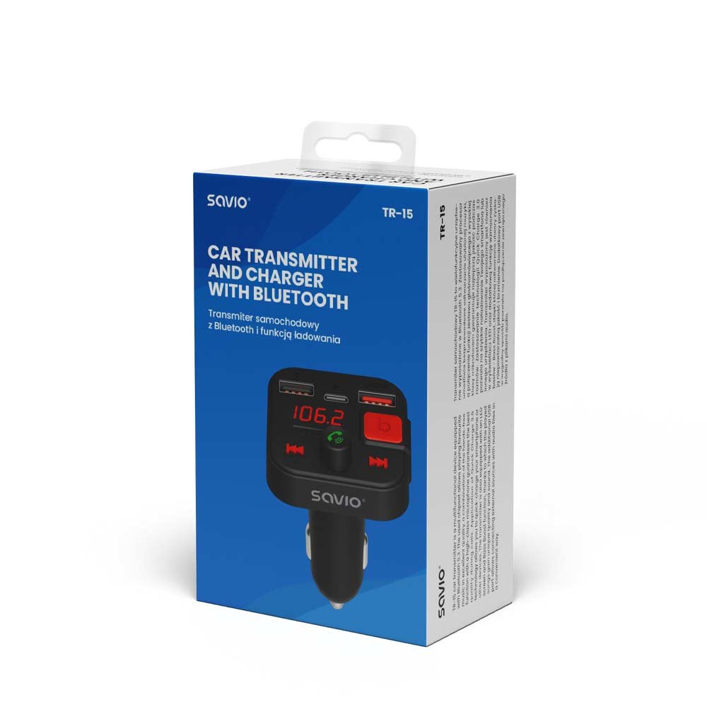 EAN 5901986047889 - Savio TR-15 Transmiter FM z Bluetooth 87,6 - 107,9 MHz Bluetooth/USB Negro imagen 8
