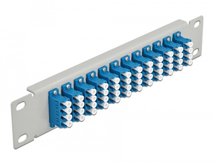 Delock 66796 Panel De Conexión De Fibra Óptica De 10" De 12 Puertos Lc Quad Azul 1u Gris