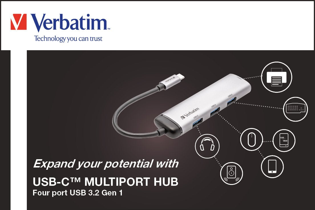 EAN 0023942491477 - Verbatim USB-C Multiport Hub USB 3.2 Gen 1 (3.1 Gen 1) Type-C 5000 Mbit/s Gris imagen 6