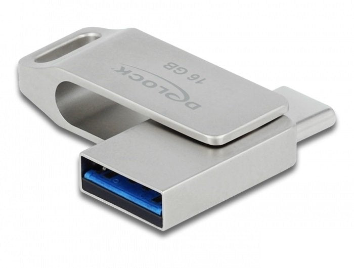 Pendrive Delock Usb 3.2 Gen 1 Usb-C + Tipo A De 16 Gb - Carcasa De Metal