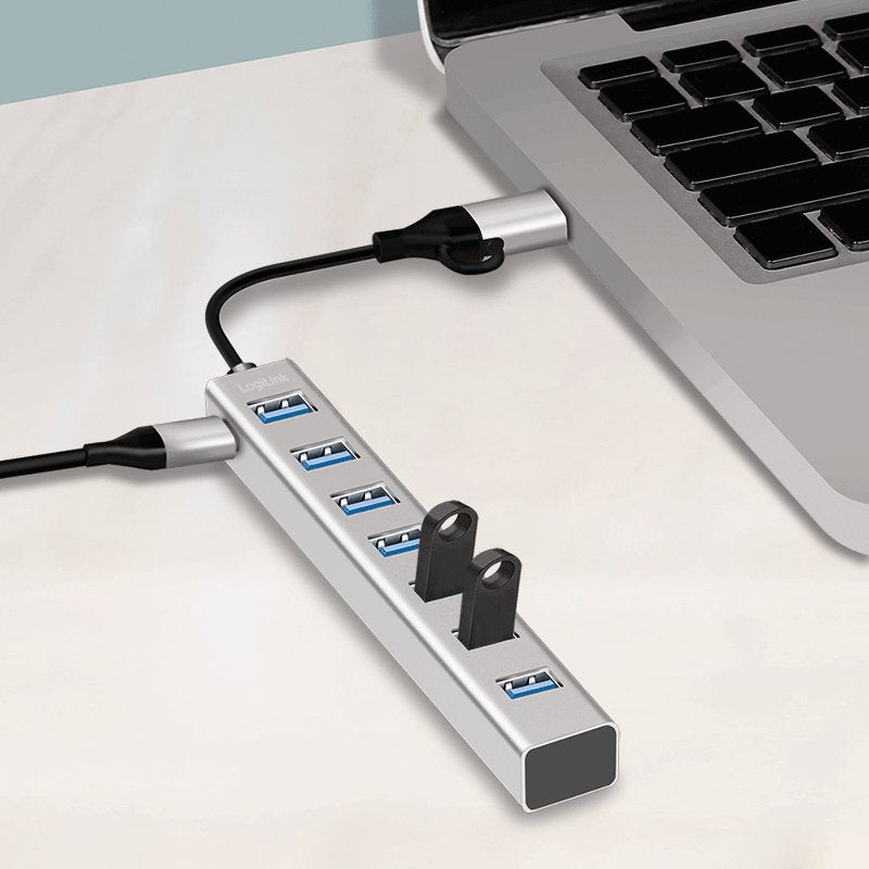 Logilink Ua0441 Hub De Interfaz Usb 3.2 Gen 1 (3.1 Gen 1) Type-A + Type-C 5000 Mbit/S Gris