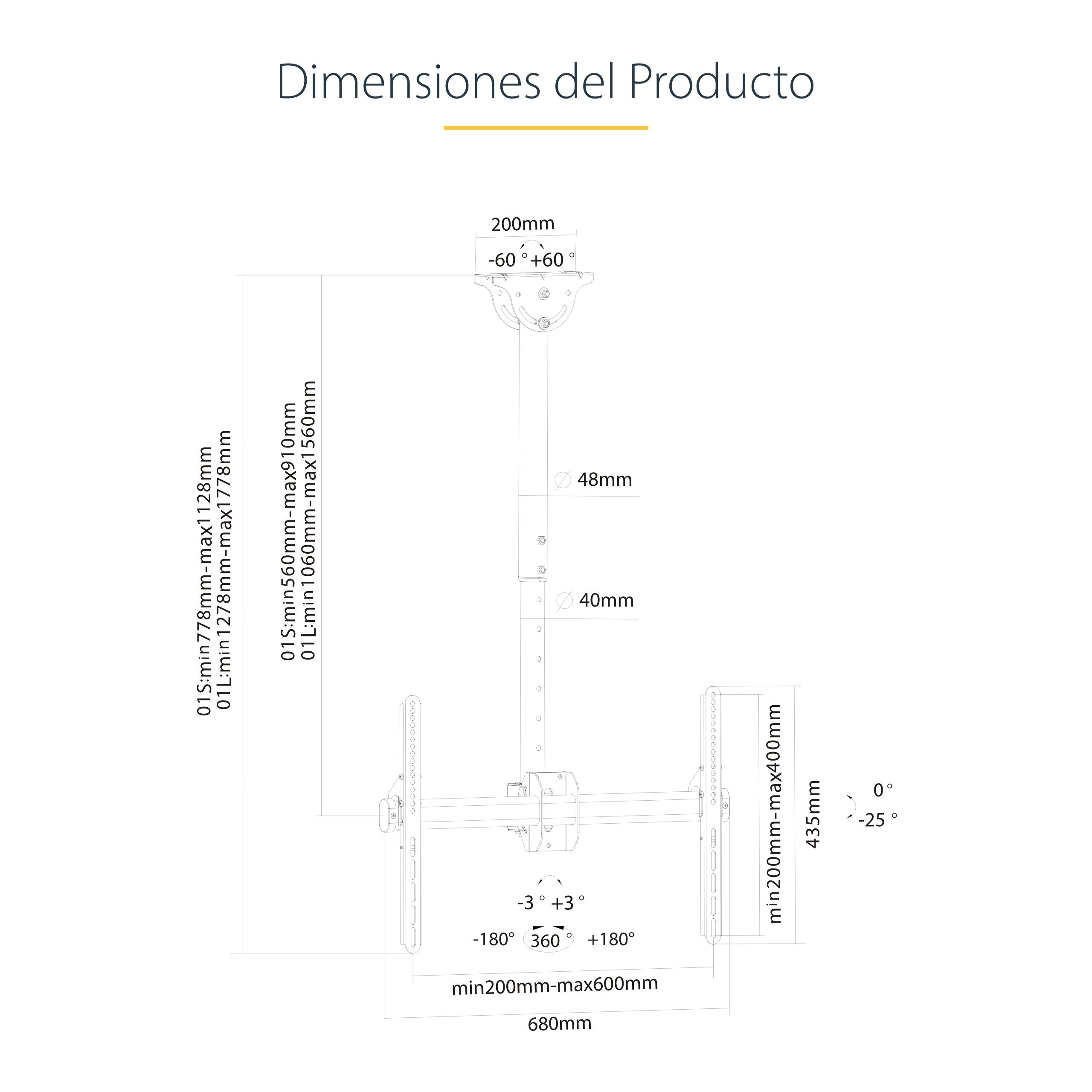 Startech Soporte De Techo Para Tv Led O Plasma De 32 A 75i Pulgadas
