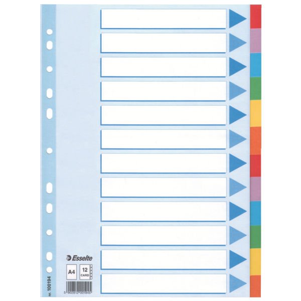 Esselte Multi-Coloured Cardboard Dividers Divisor 10 Pieza(S)