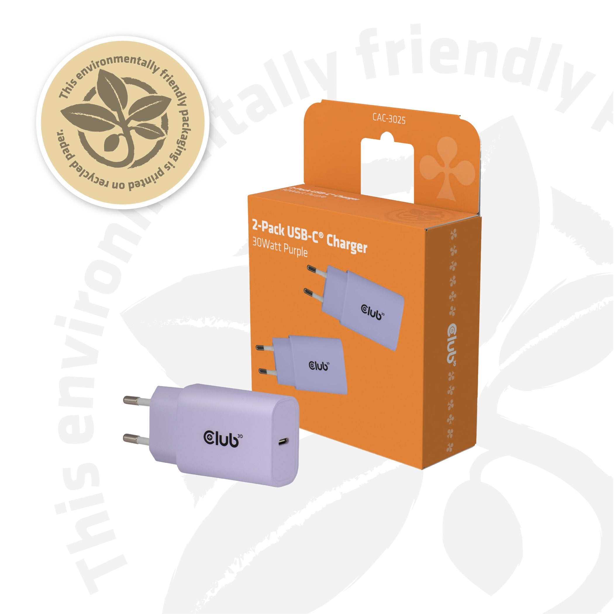 EAN 8719214473440 - CLUB3D CAC-3025 cargador de dispositivo móvil Smartphone, Universal Púrpura Corriente alterna Carga rápid imagen 10