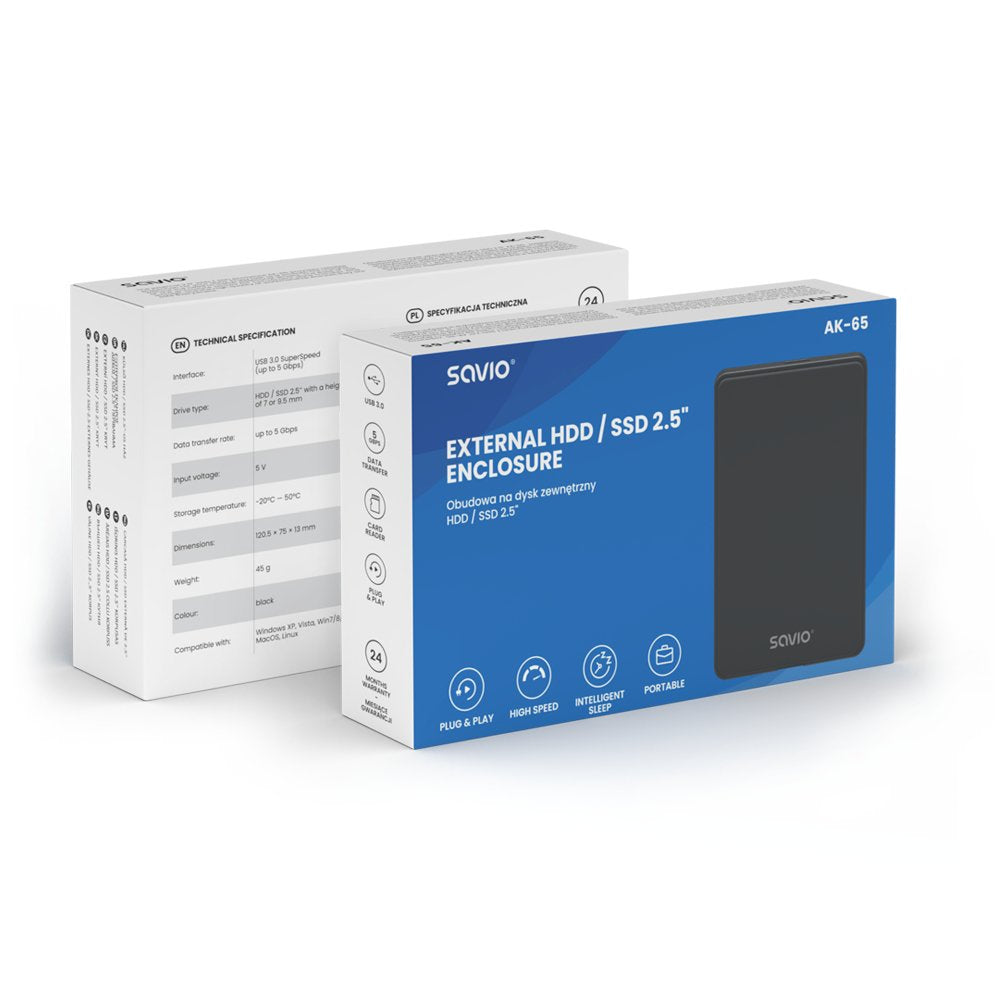 EAN 5901986048169 - Savio AK-65 caja para disco duro externo Carcasa de disco duro/SSD Negro 2.5" imagen 10