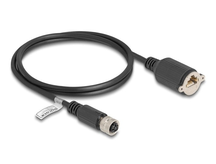 Delock M12 Cable D-Kodiert 4 Pin Hembra A Rj45 Hembra Cat.5e Ftp 1 M Negro