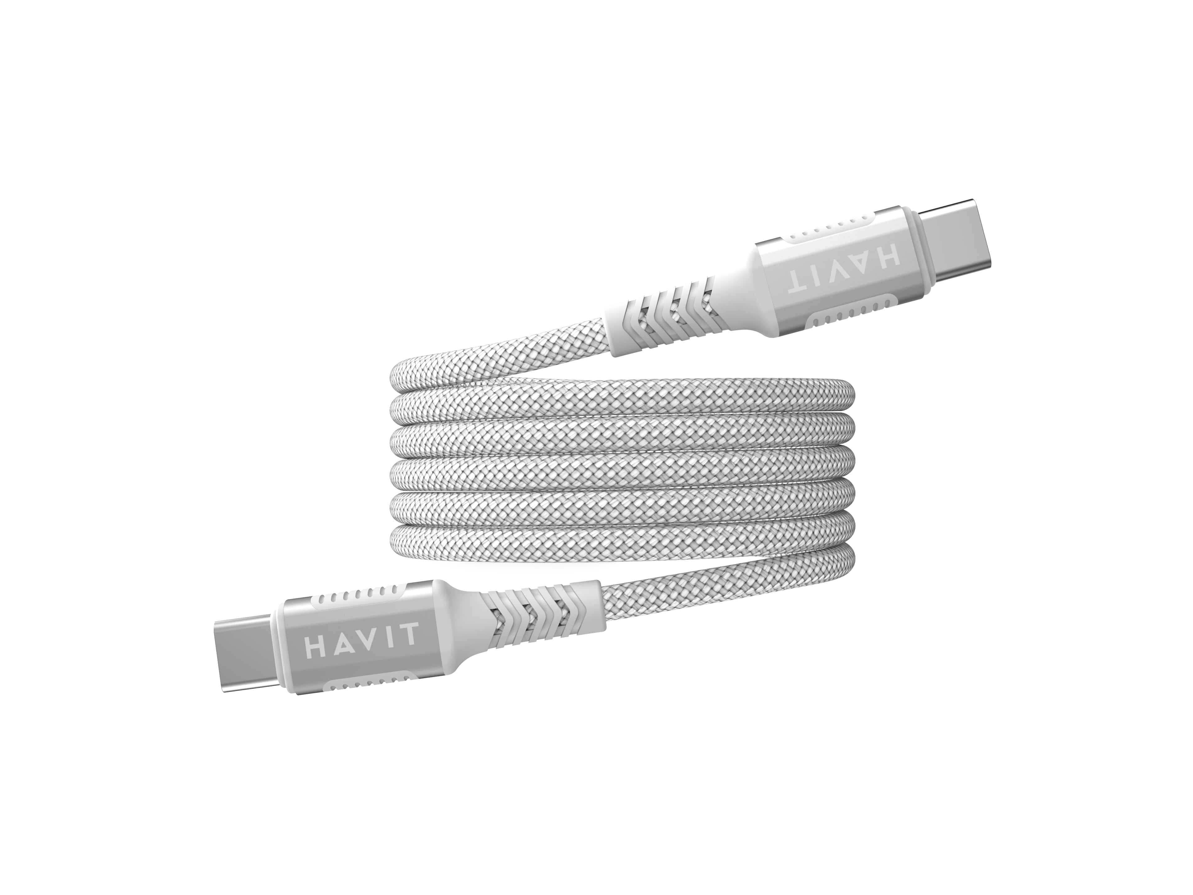 EAN 6939119077556 - Havit 6939119077556 cable USB 1 m USB C Plata, Blanco imagen 1