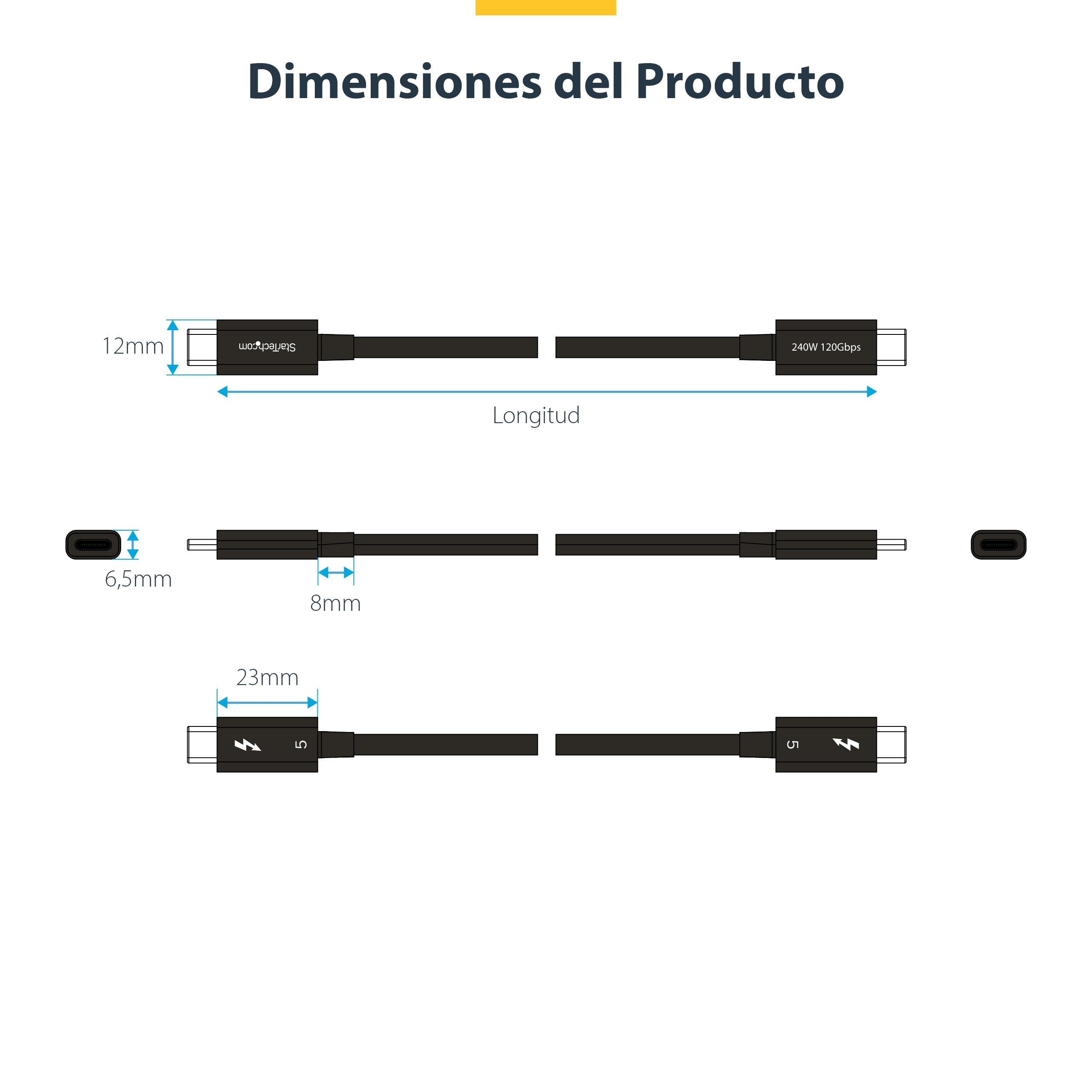 EAN 0065030920360 - StarTech.com TBLT5MM50CM240W cable Thunderbolt 0,5 m 80 Gbit/s Negro imagen 14