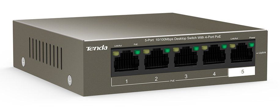Tenda Switch 5 Puertos Fe Tef1105-4-63w 58w (4x Poe)