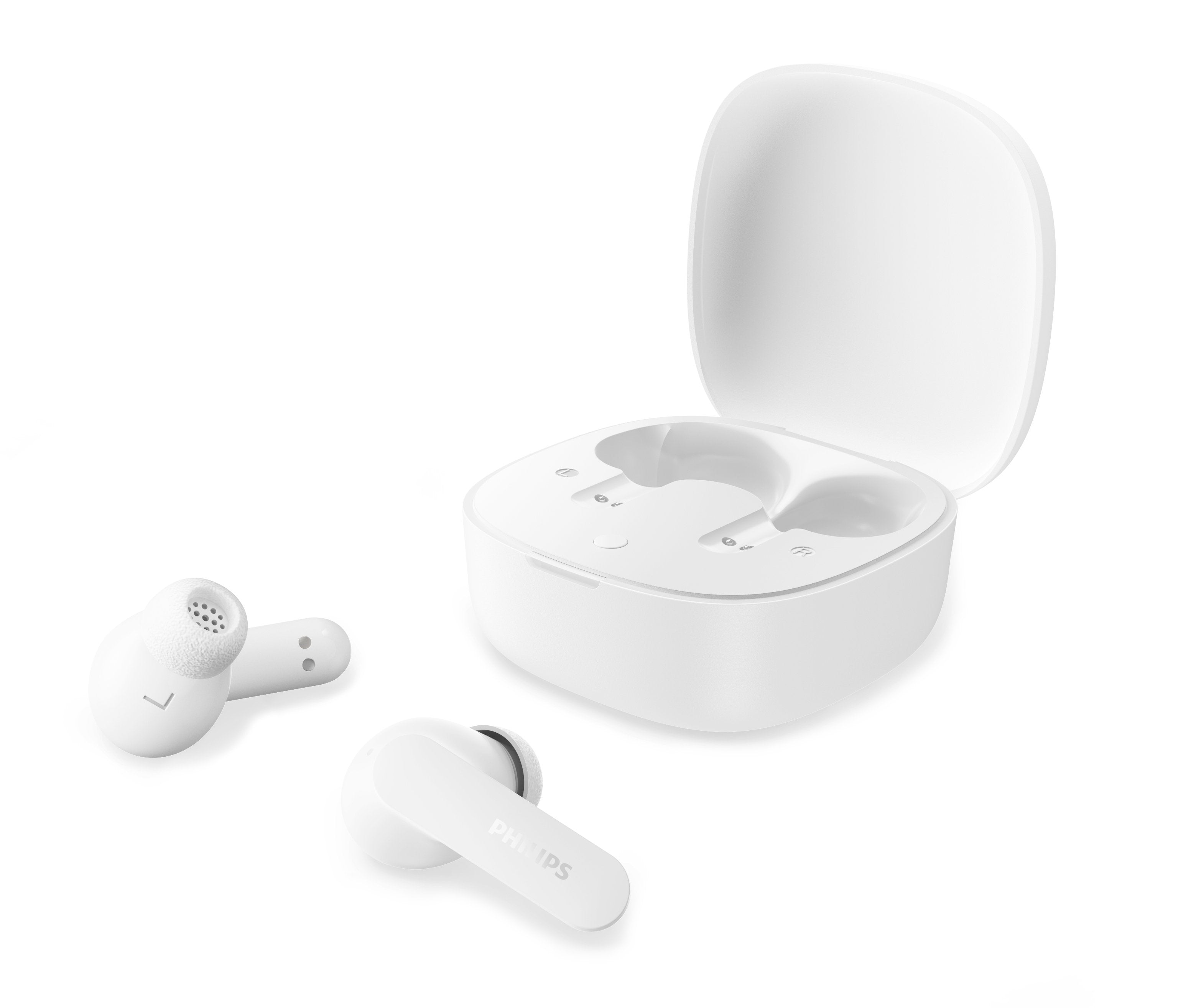 Auriculares Bluetooth Philips Tat2100wt Con Estuche De Carga Autonomía 8h Blancos