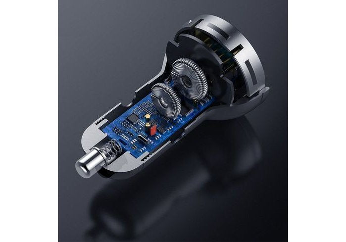 Baseus Car Charger Digital Display Dual Usb 4.8a 24w Silver (Ccbx-0s)