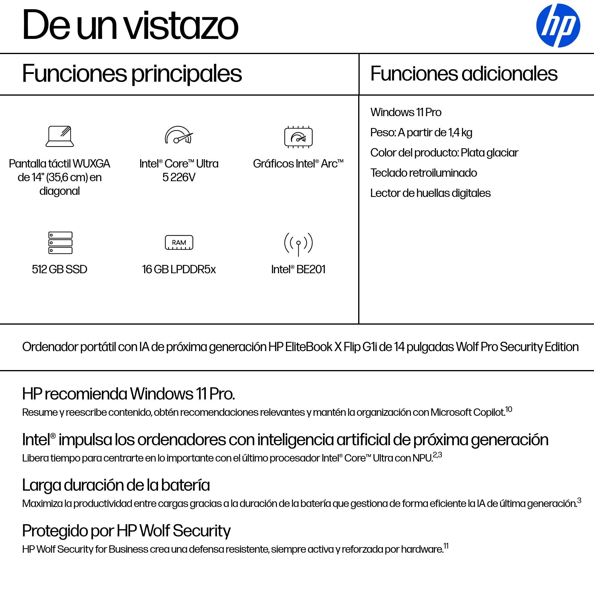 EAN 0198990470610 - HP EliteBook X Flip G1i Next Gen AI PC Wolf Pro Security Edition Copilot+ PC Intel Core Ultra 5 226V Híbr imagen 4