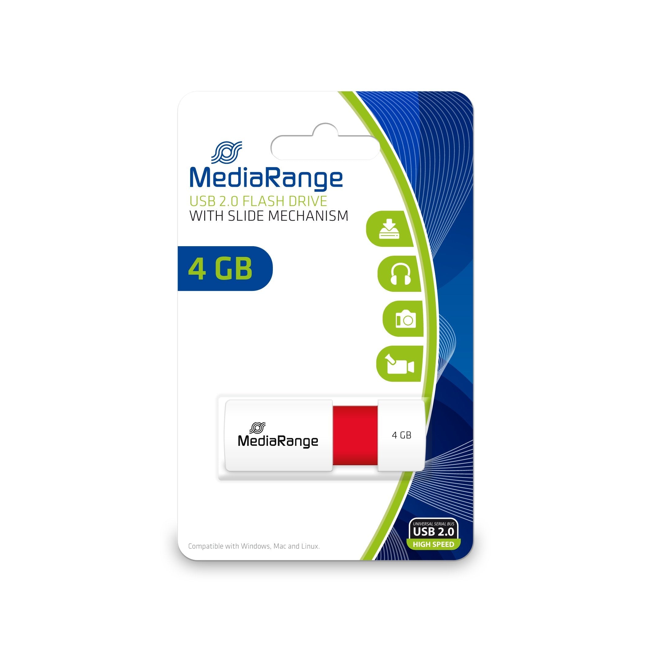 EAN 4260283118151 - MediaRange MR970 unidad flash USB 4 GB USB tipo A 2.0 Rojo, Blanco imagen 2