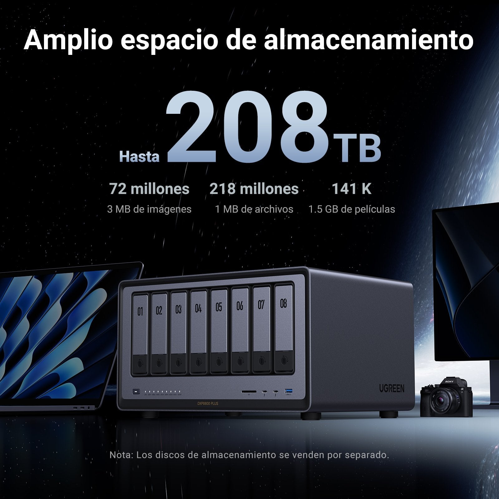 EAN 6941876231270 - Ugreen NASync DXP8800Plus NAS Escritorio Intel® Core™ i5 i5-1235U 8 GB DDR5 0 TB UGOS Pro imagen 3