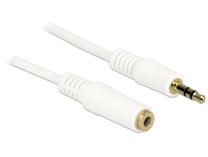 Klinkenverlängerungscable 3,5 Mm 3 Pin Stecker > Buchse 2 M Weiss