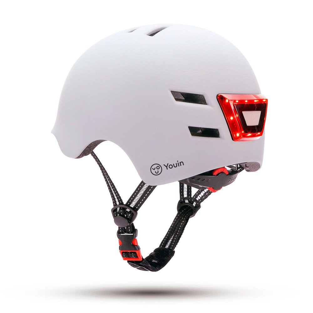 Casco Youin Homologado Color Blanco Talla M Con Led Frontal Y Trasero