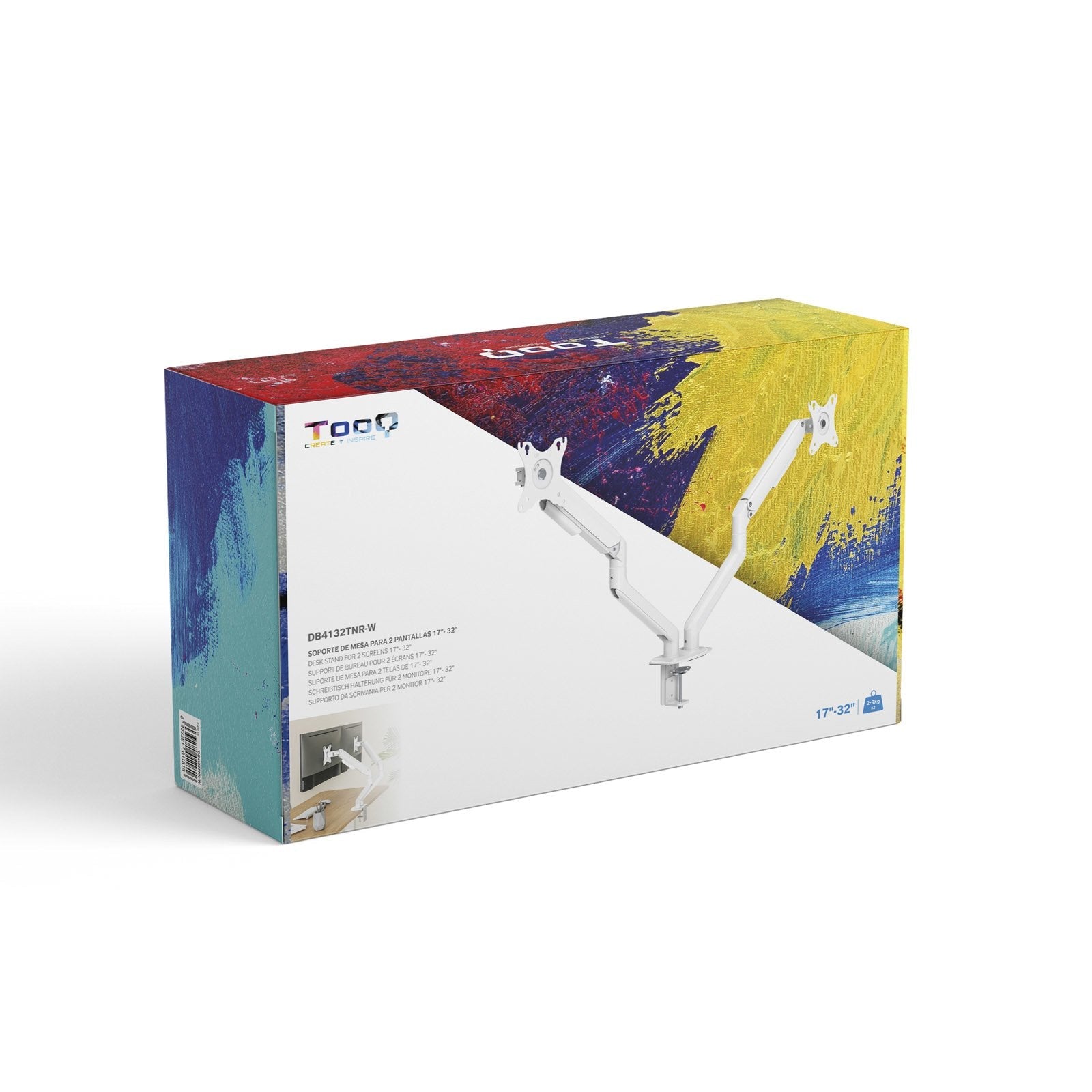 Tooq Soporte Mesa Pant Giratorio Inclinacion 2 Brazos 17-32" - Blanco