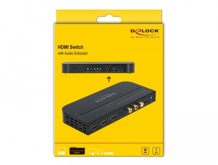 Delock Switch Hdmi 3 Entradas Hdmi A 1 Salida Hdmi 4k 60 Hz Con Extractor De Audio