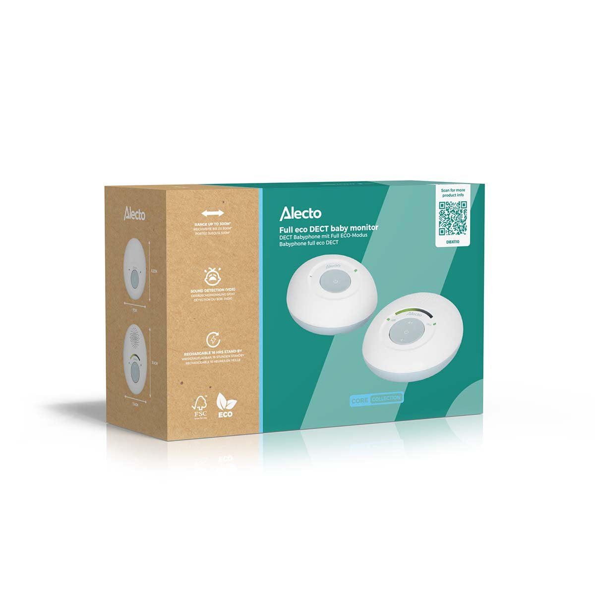 EAN 8712412586882 - Alecto DBX110 vigila bebes Vigilabebés con tecnología DECT Azul, Blanco imagen 14