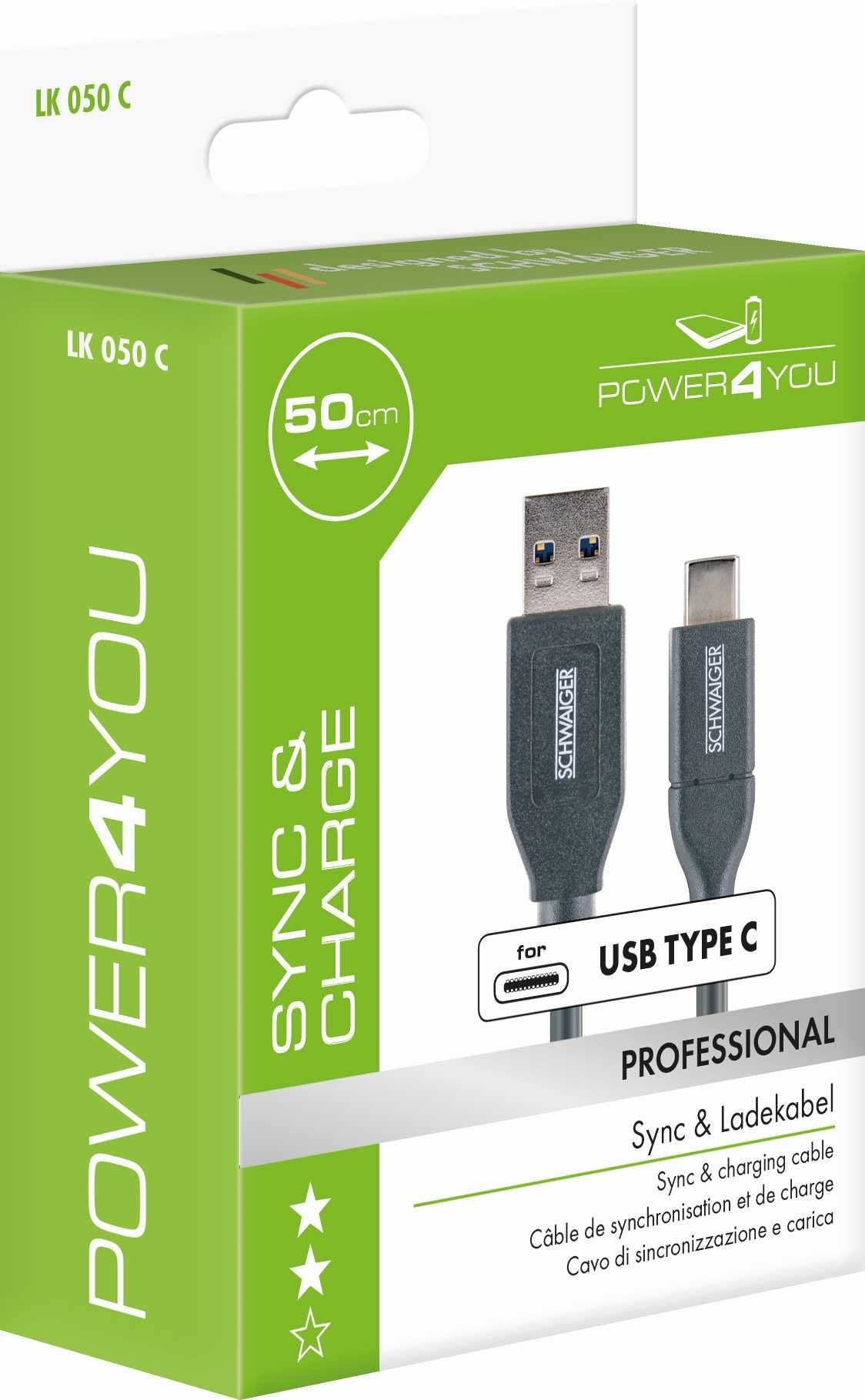 Schwaiger Cable Usb 3.0 A -> Conector Usb 3.1 C, 0.50m Negro