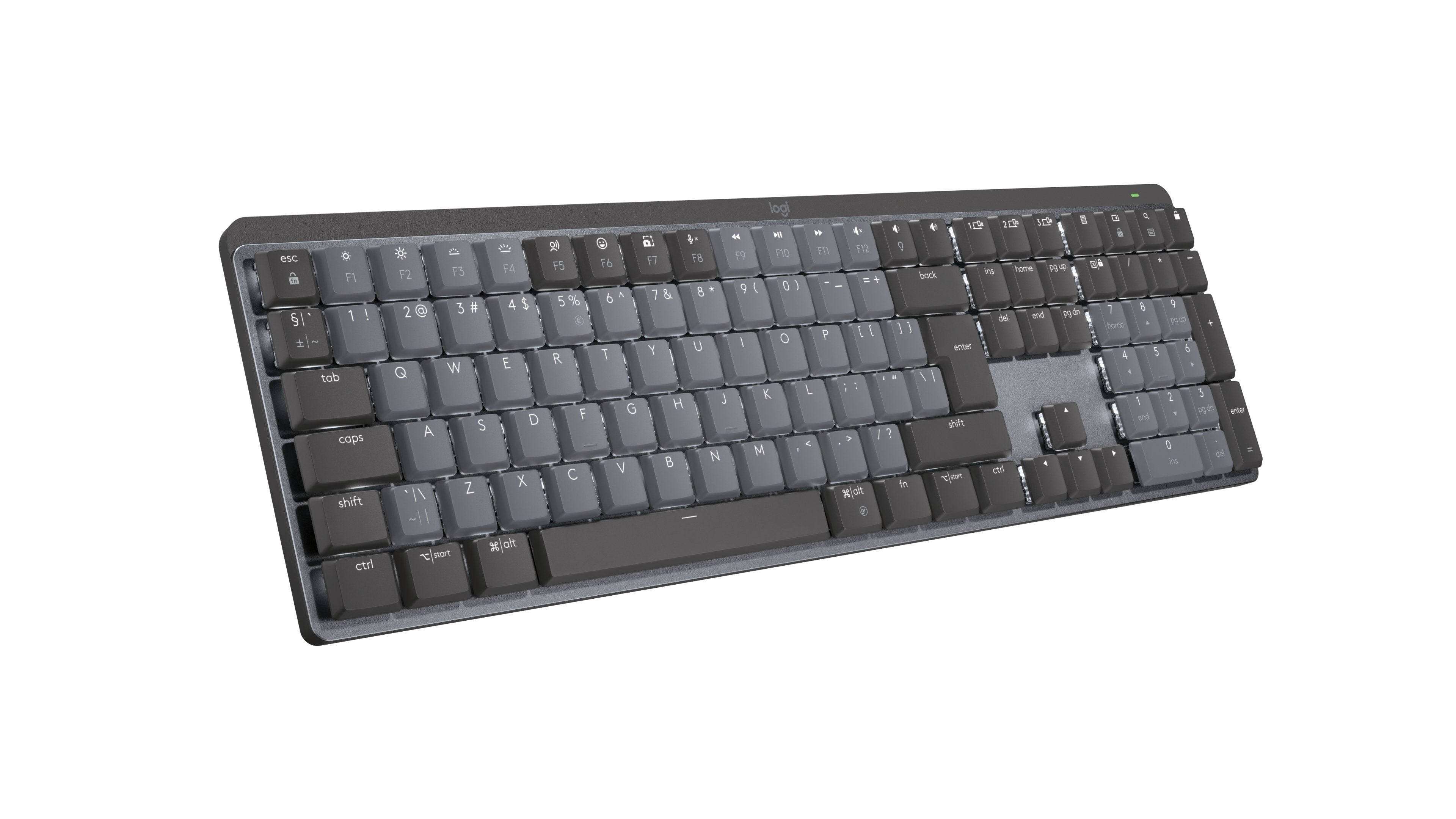 Teclado Ingles Logitech Mx Mechanical Rf Wireless + Bluetooth Qwerty Internacional De Ee.Uu. Grafito, Gris