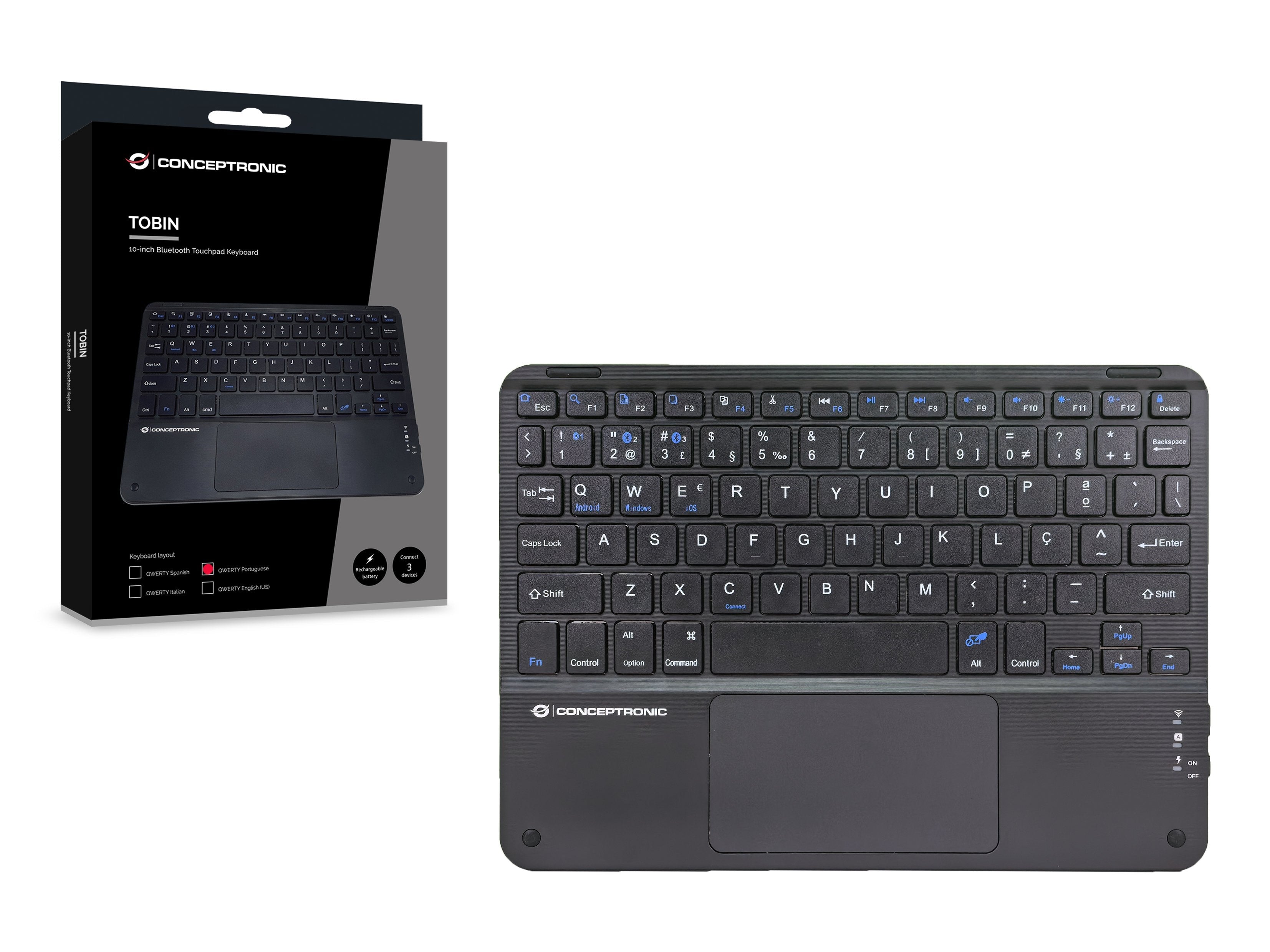 EAN 4015867238875 - Conceptronic TOBIN01BPT teclado Universal Bluetooth QWERTY Portugués Negro imagen 5