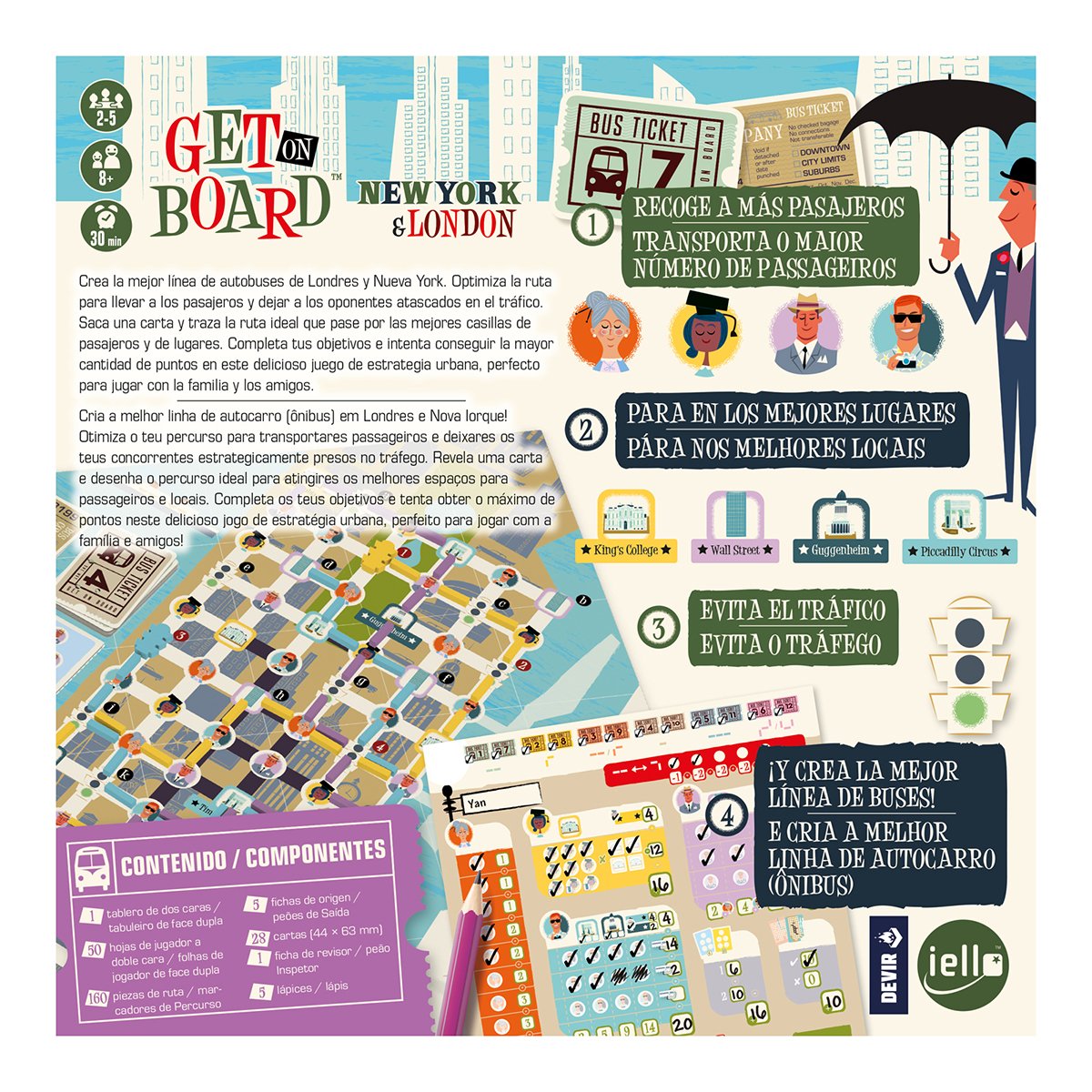 EAN 8436589627000 - Devir Get On Board: New York & London 30 min Juego de mesa Estrategia imagen 4